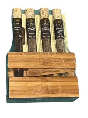 TheSpiceLab Sea Salt Pepper Tube Gift Set with Bamboo Box - Brown & Tan
